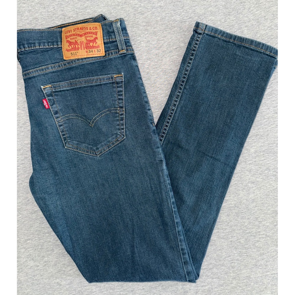 Levis 511 Mens Womens Slim Fit Jeans Dark Wash Size 34x32 *Measurements 32x30
